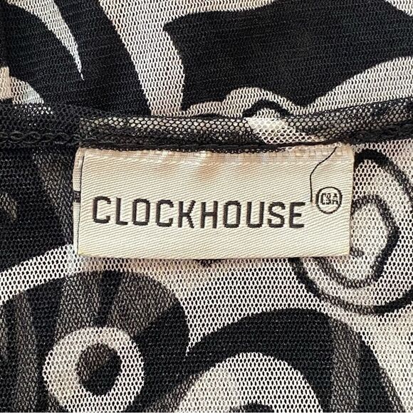 Y2K Clockhouse Black and White Mesh Top Size Small - Picture 7 of 12
